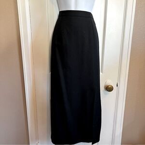 Womens Classic Vtg Isaac Hazan Black Pencil/Straight Skirt 100% Wool Slit Sz 12